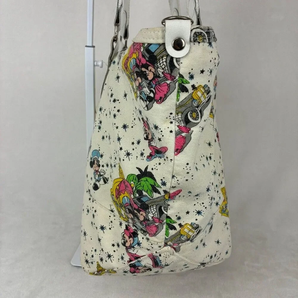 Vintage Disney Mickey Minnie Mouse 100% Cotton Canvas Tote Bag Made Taiwan